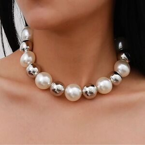 White And Silver Bauble Necklace